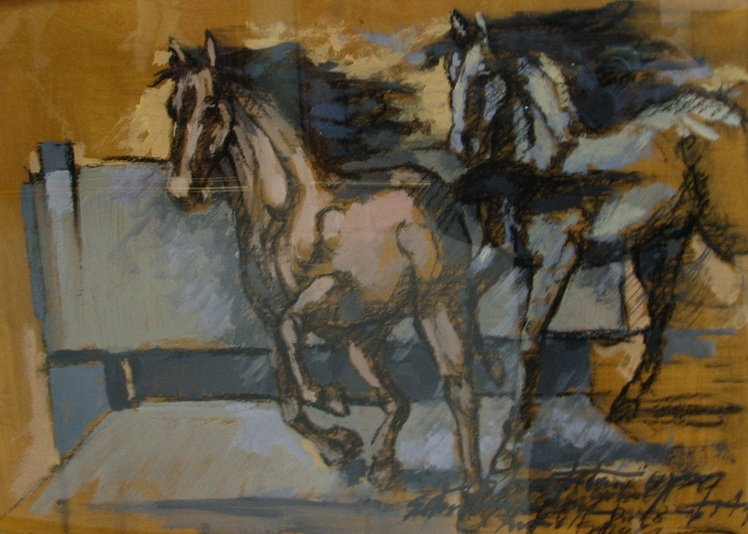 748 13. Gheorghe Andreescu, Compozitie cu cai, t.m.c., 50 x 70 cm, 2018