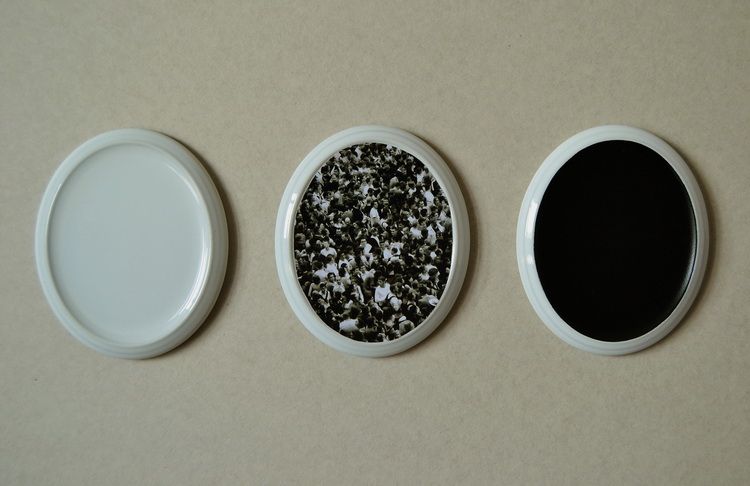 Grey, print on ceramic plate,  various sizes, 2014