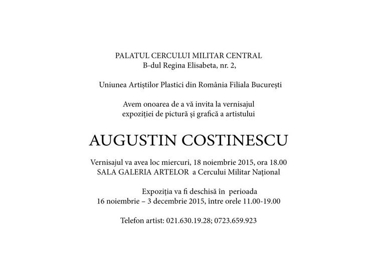 Info Vernisaj Augustin Costinescu