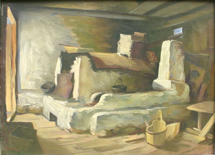 6. Gheorghe Levcovici - Vatra din Tarcau. u.,42x60 cm